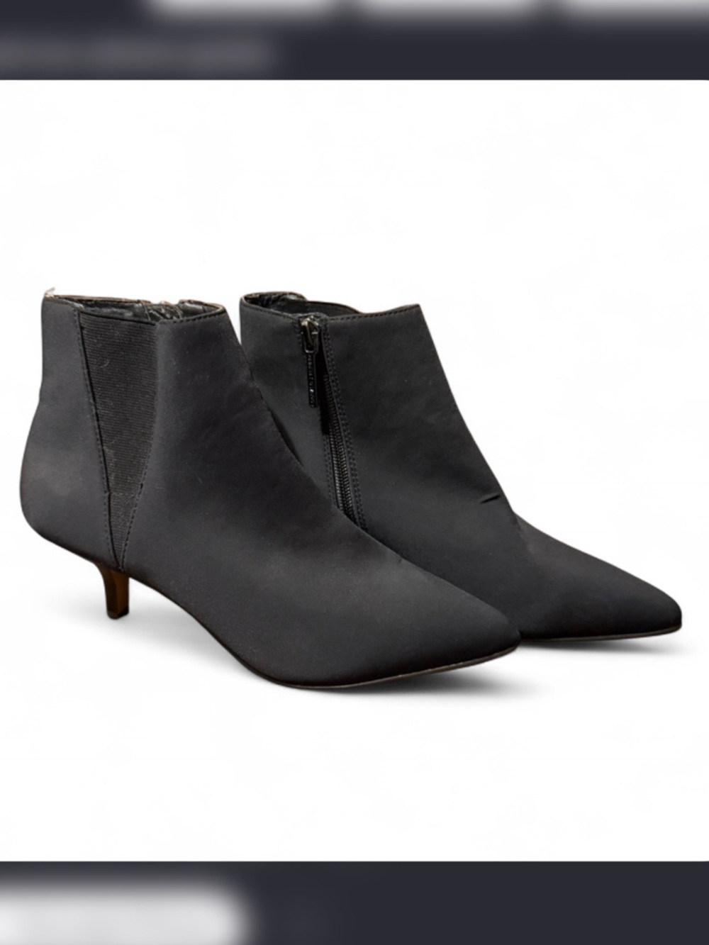 Donald J Pliner Black Microfiber Kitten Heel Booties | Size 7